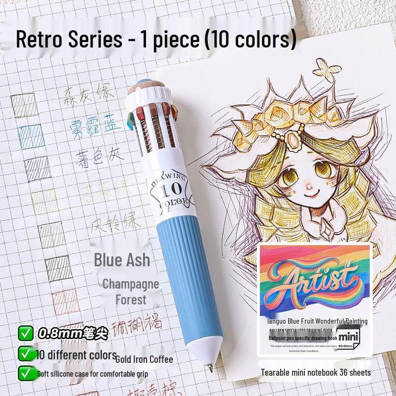 Blue Fruit Multi-Color Gel Pen Set - 30 High-Quality Stackable Press-Type Ballpoint Pens for Journaling