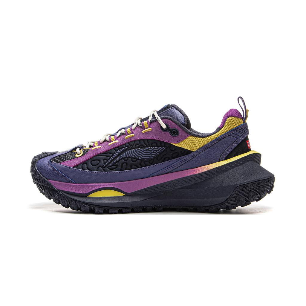 Chums X Li Ning Explorer CRC Collaboration Series Trendy Sports Shock Absorption Low Top Running Shoes Unisex Running Shoes Dark-Blue Purple AZGV109-1