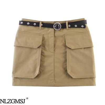 2026 Spring European & American Style Fashion Workwear Mini Skirt with Belt