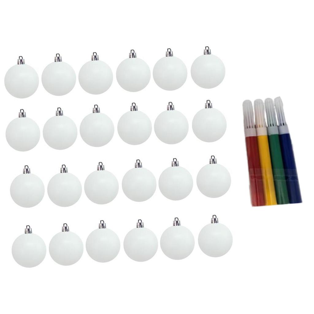 25Pcs Blank Christmas Ball Ornaments Shatterproof with 4 Pens,3cm Paintable Xmas Tree Hanging
