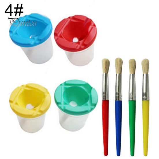 Creative DIY Plastic Children Kids Paint Brush Pen Cup Set Scrawl Accessories
