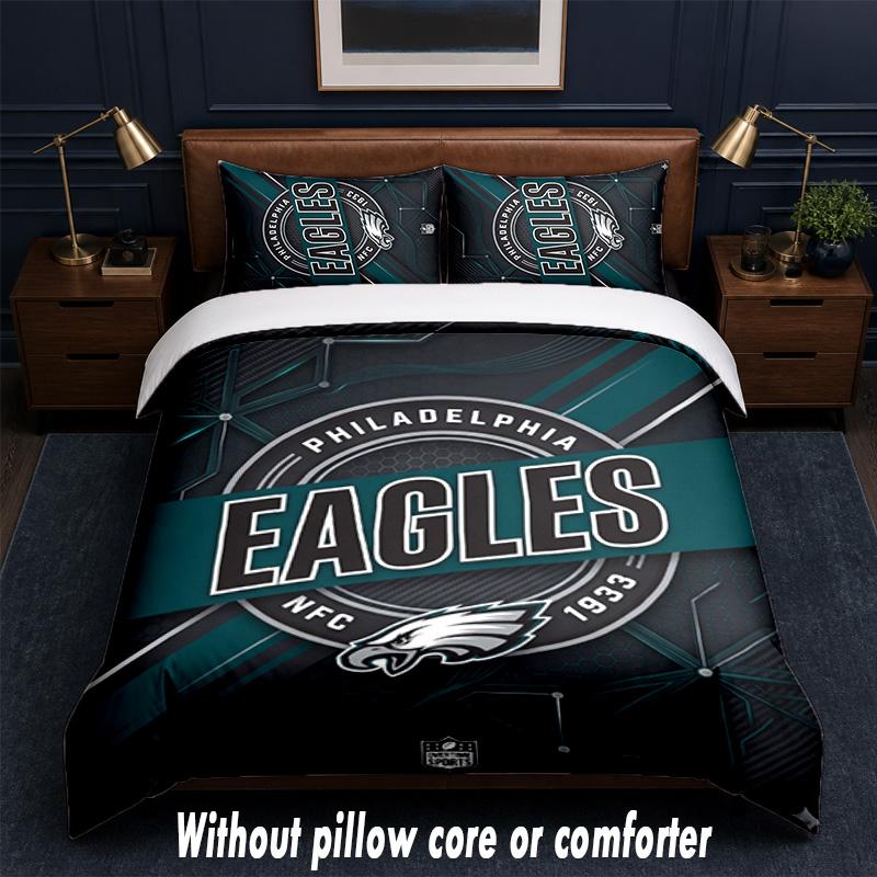 Set Biancheria da Letto Design Philadelphia Eagles 1 Copripiumino + 2 Federe Morbido Traspirante Biancheria da Letto per la Casa
