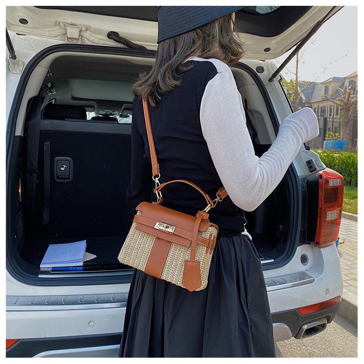 Popular summer straw bag women's new trendy shoulder crossbody fashion Kelly bag