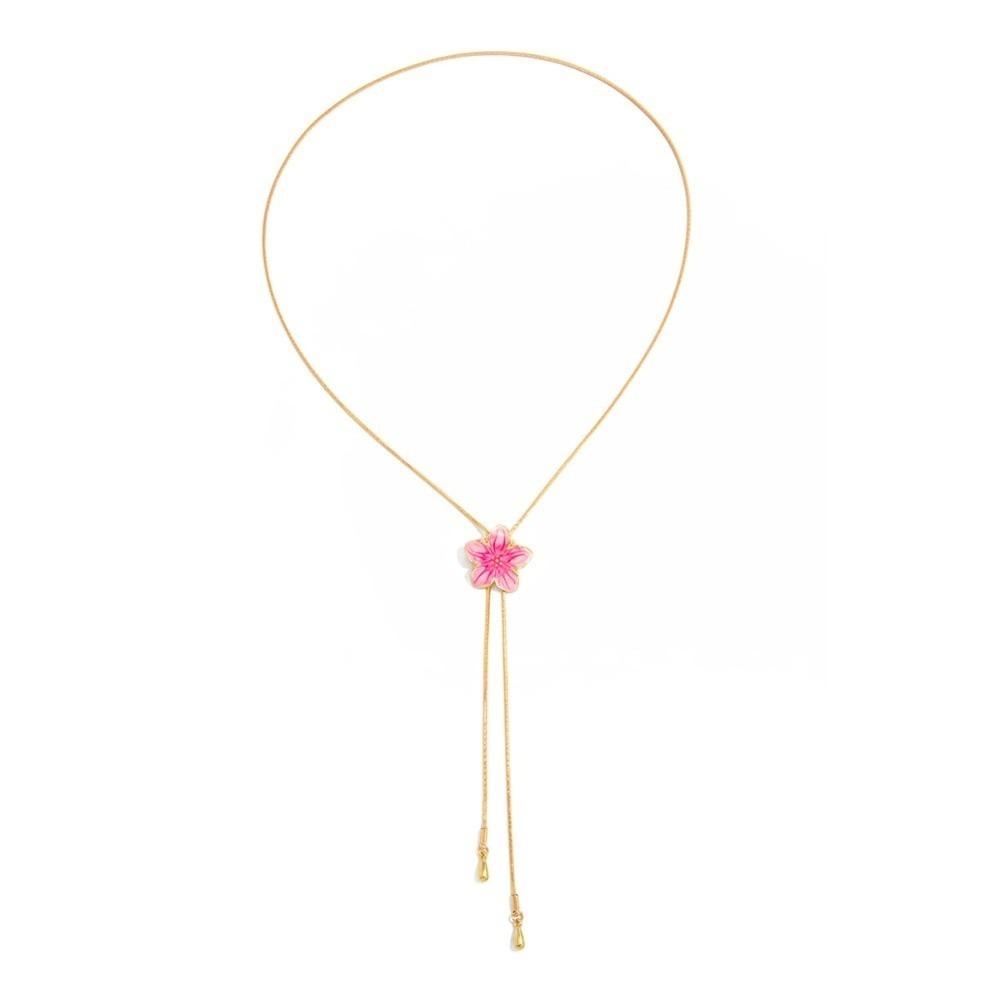 

Orchid Pulling Necklace Long Clavicle Chain Fashion Enamel Flower Necklace Charm