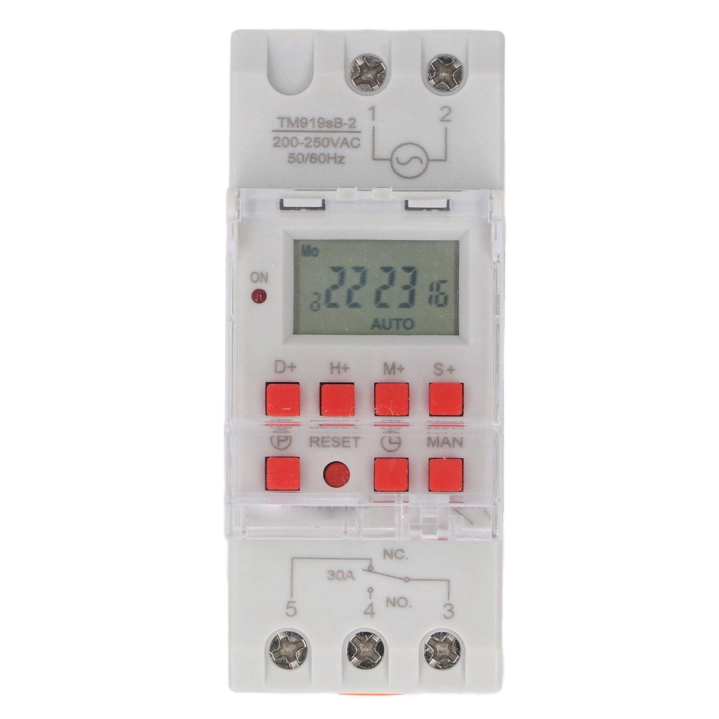 Timer Switch LCD Display 7 Day Programmable Timer NO NC Output 35mm DIN Rail Mount Miscontact Lock