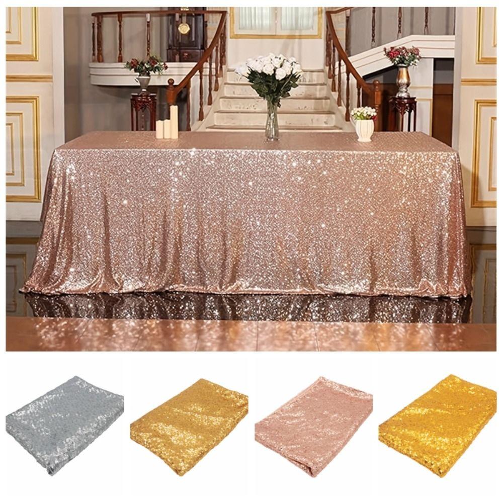 Rectangular Sequin Tablecloth Sparkling Table Cover Party Supplies Glitter Table Cloth Hotel