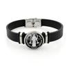 Benedict Saint Elegant Medal Adjustable Bracelet Stylish Black Leather Jewelry Gift Unisex
