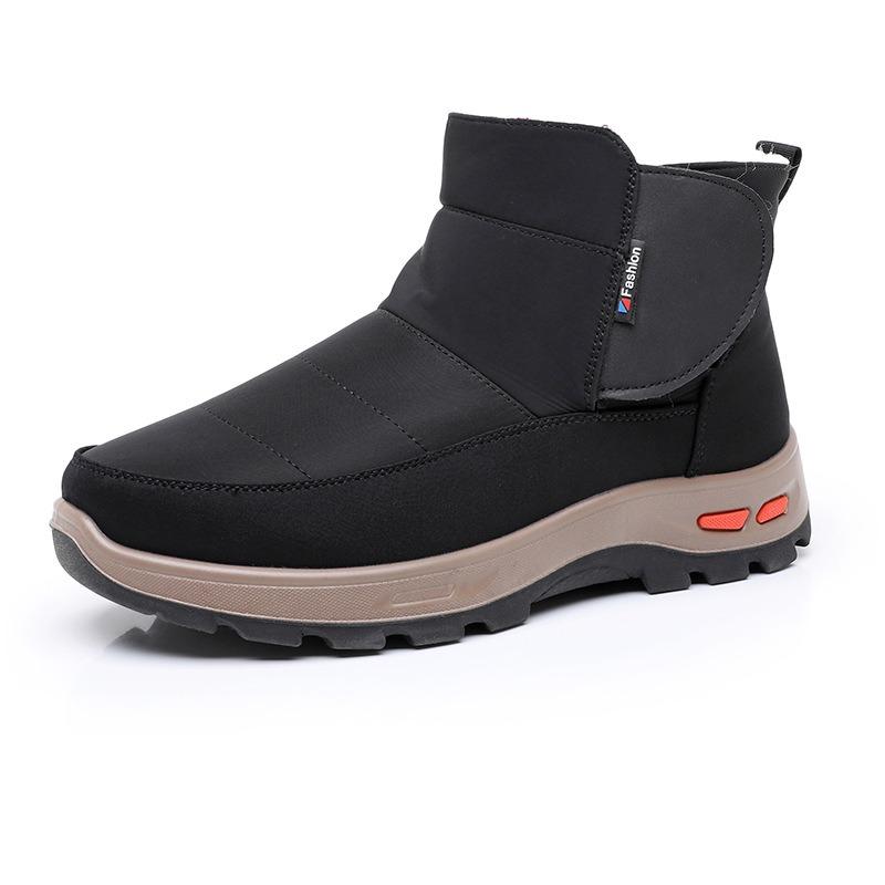 Winter men's pure wool cotton shoes with fleece and thickened fur integrated dad shoes non-slip medium and old snow boots