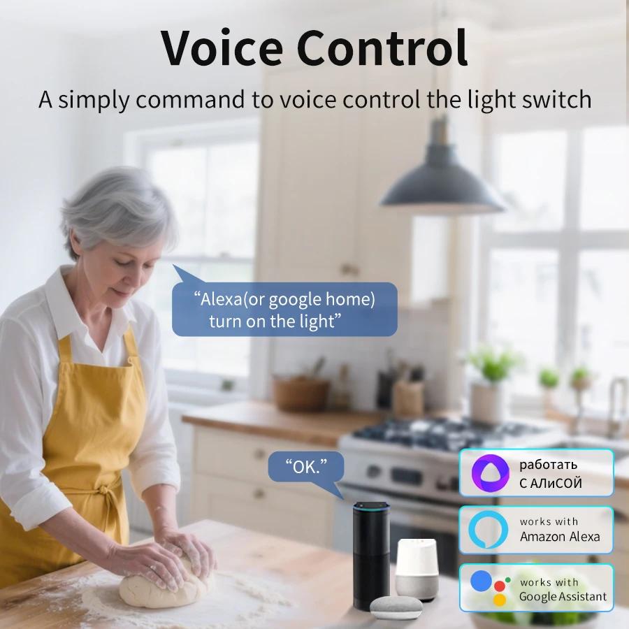 16A Tuya WiFi Smart Switch Module 100-240V 1/2 Gang Switch Breaker APP Voice Control Smart Life Works with Alexa Google Home