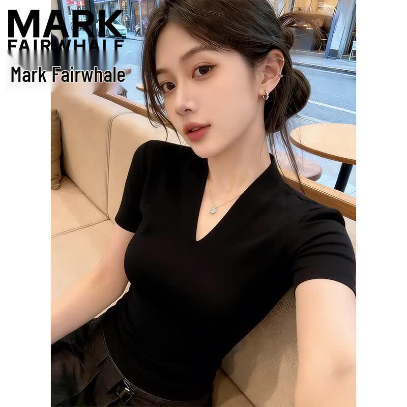 Mark Fairwhale Women's Elegant Slim Fit V-Neck Knit Top