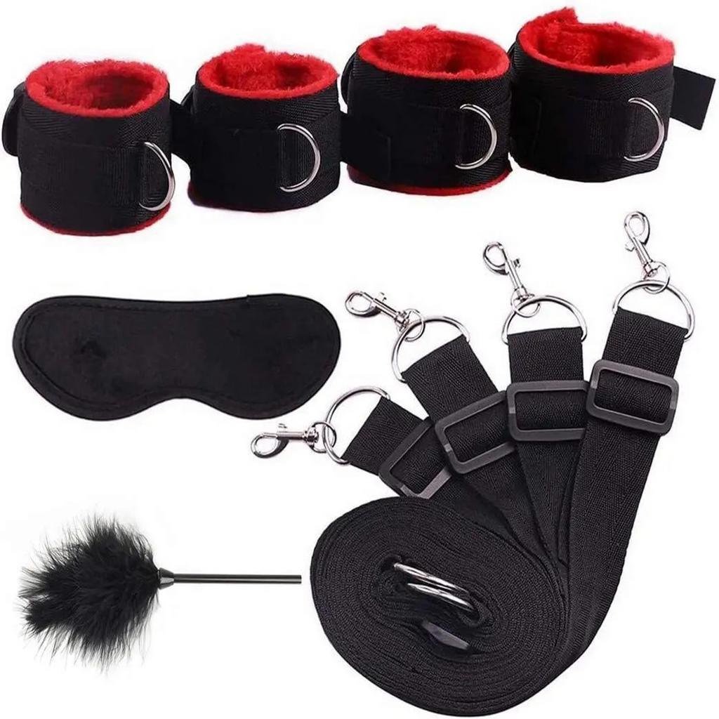 Bed Restraints Bondage Rope Kits Nylon Handcuffs Ankle Cuffs Sets Slave Erotic Adult Sex Toys for Couples Play Sexual Games
