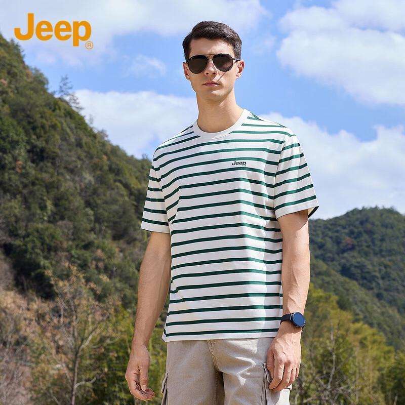 JEEP Men s Summer Striped Crew Neck Casual T-Shirt 41