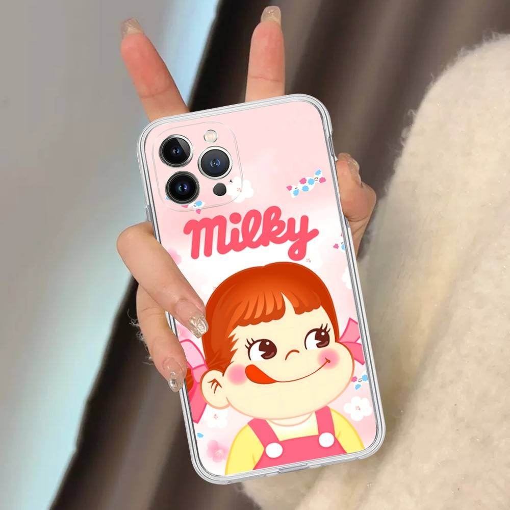 Cartoon Cute M-milky P-pekochan Transparent Phone Case For IPhone 16 15 14 13 12 11 Pro Max Plus Soft Cover