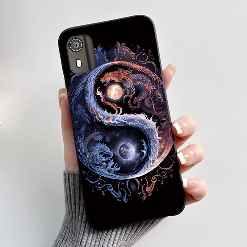 For Nokia C02 Phone Case Cute Funny Love Rabbit Animal Black Matte Soft TPU Protective Back Cover for Nokia C2 2nd Edition Case