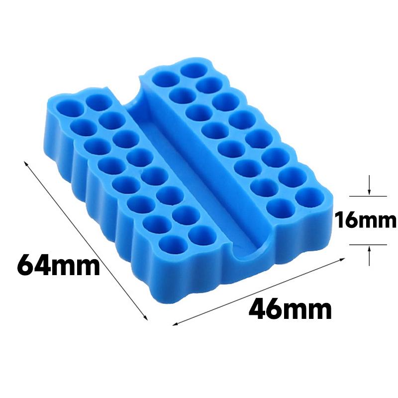 32 Holes Hex Shank Bit Holder Screwdriver Drill Organizer High Elasticity PVC Soft Rubber Box Batch Head Shank Storage Strip