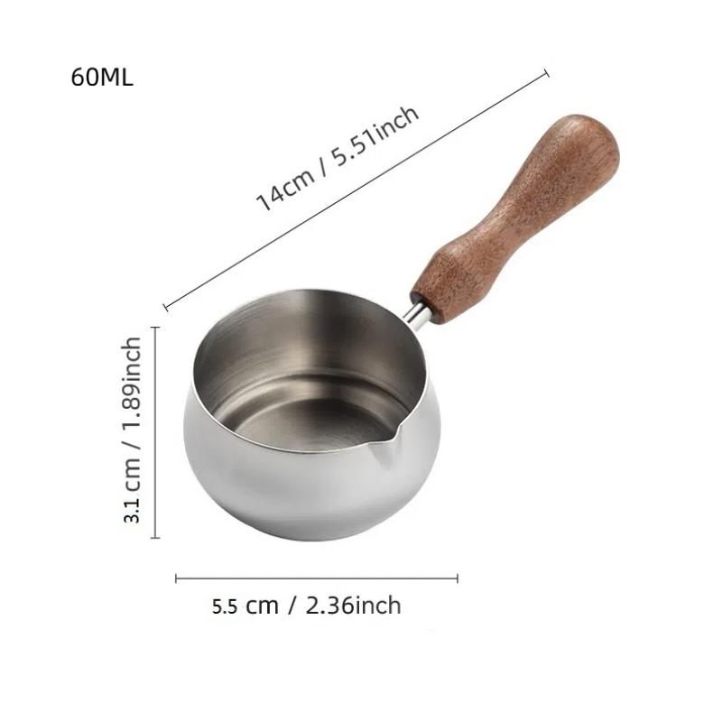 

Stainless Steel Sauce Cup Western Sauce Cup Steak Dressing Cup With Wooden Handle Tomato Salad Dipping Saucer Outdoor Tableware