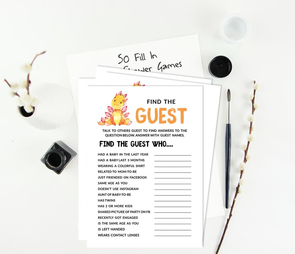 Inkdotpot Baby Shower Game Set Of 50 BabyA AlphabetA ABCA Game Dinosaur Jungle Animals Party