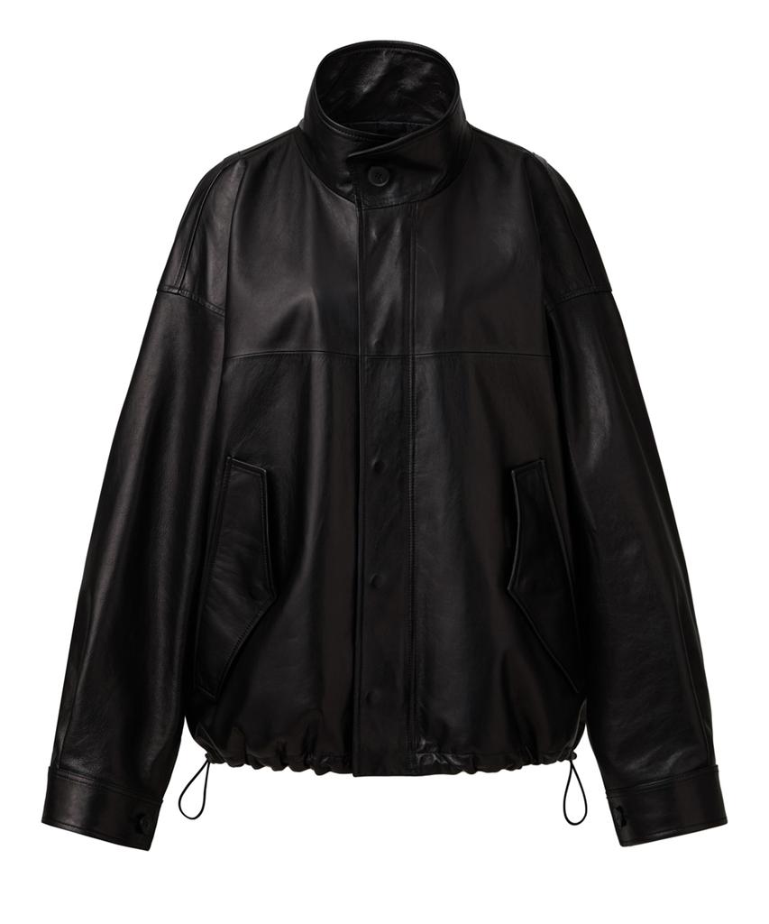 Verdemar Italian Vegetable Lambskin High-Neck Oversized Jumper_Black