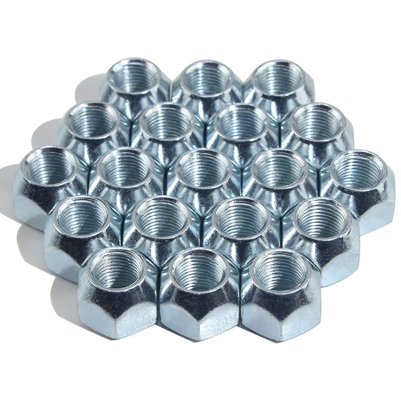 20Pcs 1/2-20 Inch Trailer Lug Nuts Zinc Plated 509 Tire Lugs Wheel Nuts 50-53911 Open End Acorn Lug Nuts For 1/2" Wheel Lug Studs RV Truck Tire Bolt