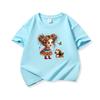 Kids Cotton T Shirt Girl Wear Colorful Dress With Puppy Dog Print Crew Neck Short Sleeve Tee Casual Boys Girls Summer Tops