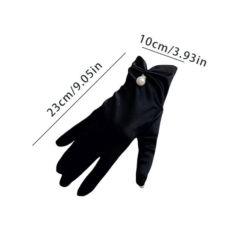 Women Sunscreen Anti-UV Elastic Thin Mittens Wedding Driving Full Finger Red White Black Dress Gloves Cosplay