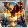 Majestic Eagle Mountain Sunset Digital Print Throw Blanket, Soft Warm Lightweight Cozy Blanket for Bed Sofa Couch Camping, 1PC