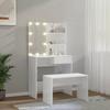 VidaXL Vanity Set with LED Cosmetic Table Makeup Vanity Jewelry Table Bedroom White 3114111