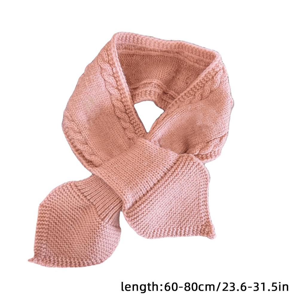 Kids Winter Warm Scarves Children Girl Woolen Knit Short Cross Neck Covers Snood Solid Color Outdoor Windproof Neckerchief
