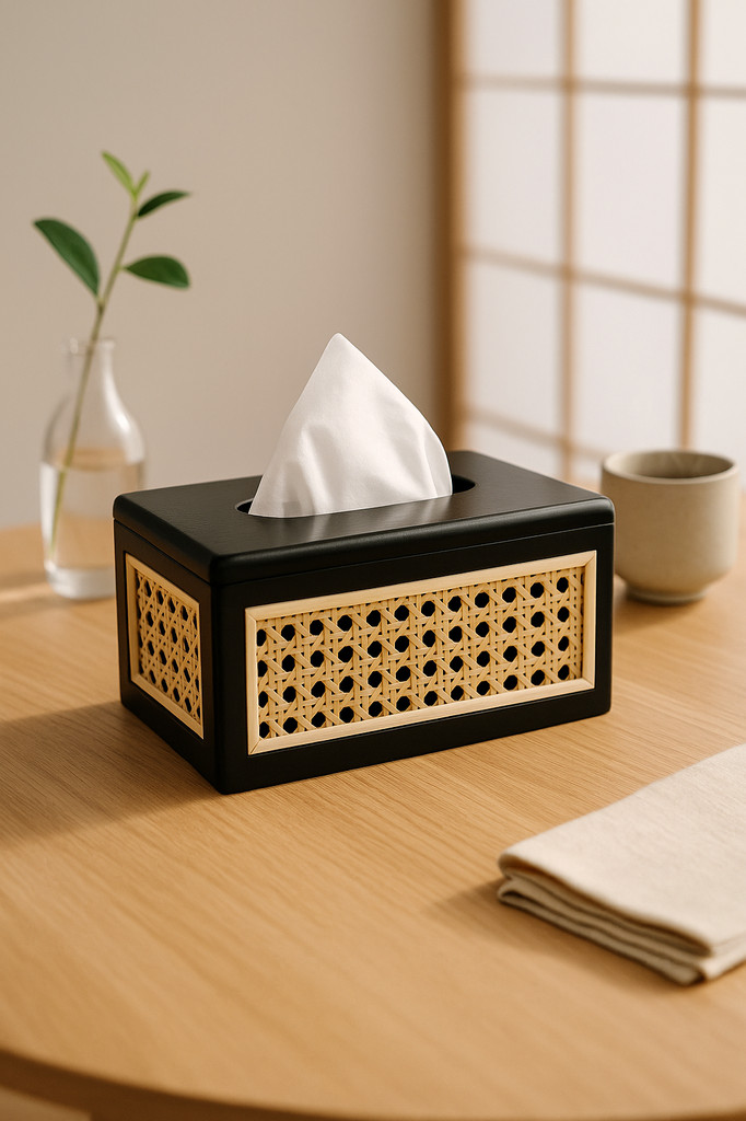 Krabička na kapesníky z masivního dřeva, japonský ratan, pro domácnost, retro krabička na kapesníky do obývacího pokoje a restaurace, luxusní krabička na konferenční stolek