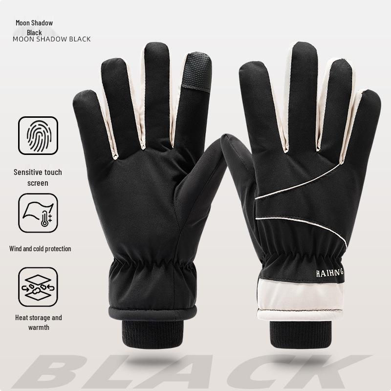 Windproof Touchscreen Non-slip Fleece-lined Winter Cycling Gloves for Electric Motorcycle
