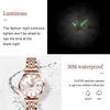 OLEVS Dress Watch Women's Simple Rose Gold Stainless Steel Waterproof Quartz Date Display Diamond Small Size Analog Blue White Green Red Yellow Dial