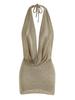 Mini Abito Arancione Lavorato a Maglia Halter da Donna Profondo Scollo a V Schiena Nuda Copricostume da Spiaggia Abito da Festa K145