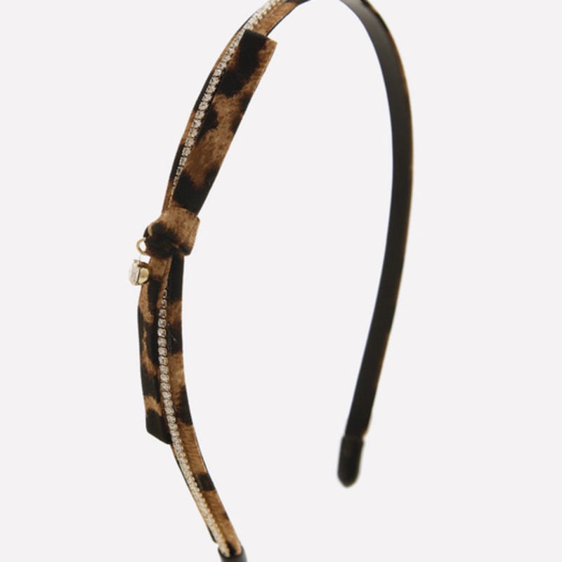 

J.Lauren Leopard Ribbon Slim Hairband H01327 Beige Hopi