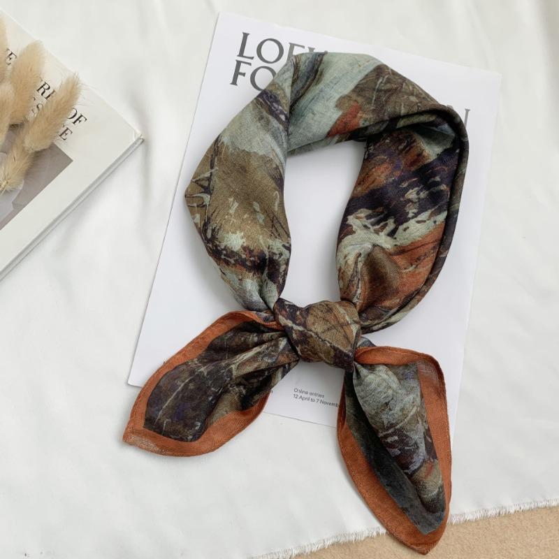 Square scarf new neck scarf scarf small shawl travel bag headscarf versatile cashew flower silk scarf