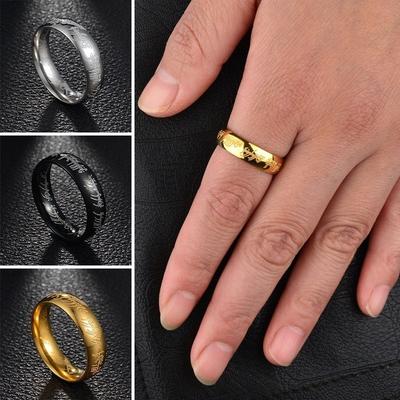 Bague de luxe en acier titane pour homme et femme, sculpture 3D tendance, motif Seigneur des Anneaux