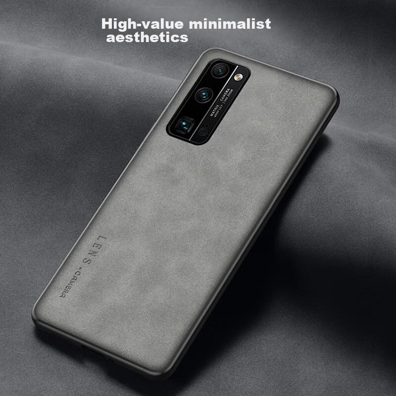 Handyhülle für Huawei P30 Pro, Vollständiger Objektivschutz, Weiche Silikonkante, Stoßfest, Ultradünn, Einfache und Stilvolle Ledertextur-Hülle, Nebelblau