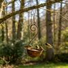 Outdoor Hanging Bird Feeder, Garden Metal Bird Feeder with Curled Hook, Decorative Wild Bird Feeder for Hanging On Tree Branches Balcony Porch