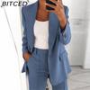 BITCED Women's Autumn Fashion: Tailored Collared Cardigan with Elegant Blazer Silhouette