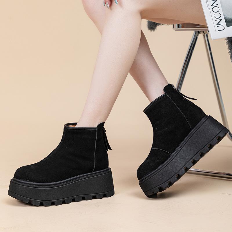 Casual Short Boots Women's 2025 New Martin Boots Non-slip Heightening Thick-soled Snow Boots Children's Autumn and Winter Leather Women's Shoes