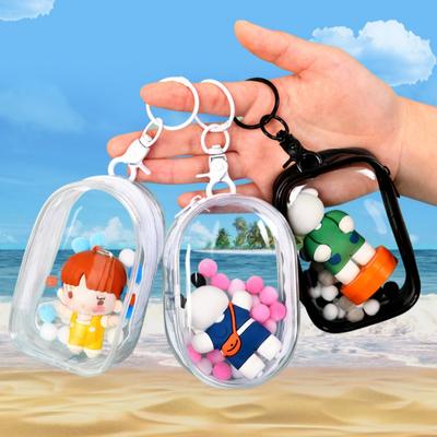 Figure Display Bag with Keychain, Clear Pouch Blind Box Display Bag Mystery Box Mini Figures Carrying Case Keychain Charms