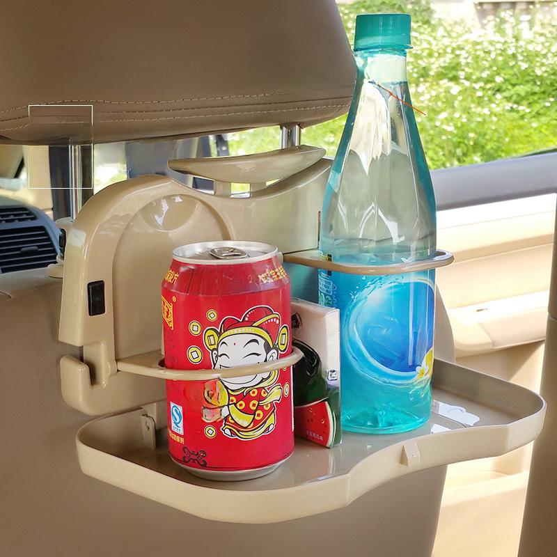 Vassoio da Pranzo Multifunzionale per Auto con Portaoggetti Retrattile per Sedile Posteriore e Portabicchieri