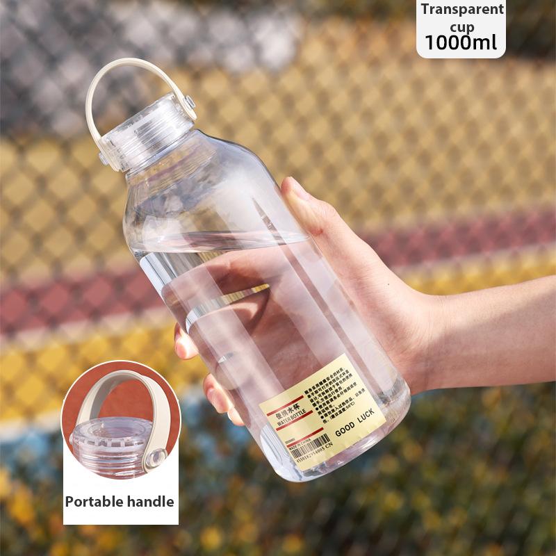 Transparenter Plastikbecher für männliche und weibliche Studenten Einfacher Wasserbecher mit Text Tragbarer Becher Sport Große Kapazität Wasserbecher