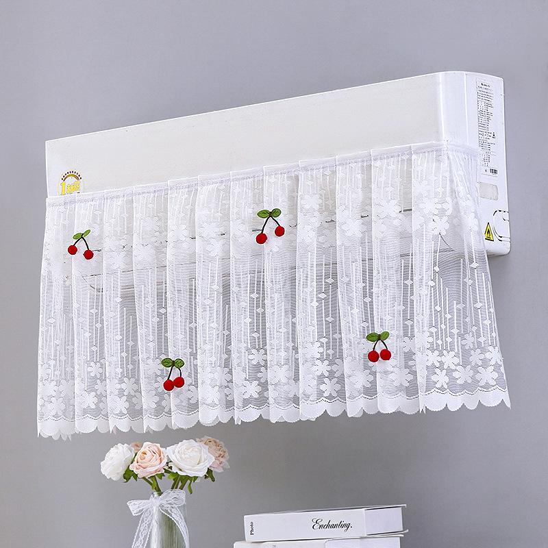 Lace Embroidery Flower Curtain Windproof Dust-Proof Hanging Cover Anti-Direct Blowing Air Conditioning Curtain Bedroom Decor