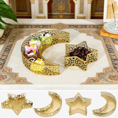 Ramadan Snack Tray Ramadan Star And Moon Fruit Platter Eid Al-Fitr Snack Dishes Storage Box Muslim Eid Table Decor
