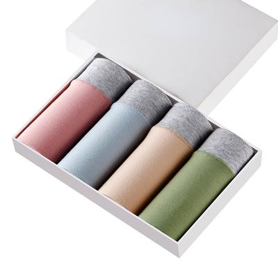 Boxed 4 Pairs of Antibacterial Women's Underwear Medium Waisted Women's Cotton Underwear Breathable and Minimalist Briefs