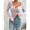 Herbst Frühling Neue Mode Damen Einfache Unifarbene Pendler Oberteile mit Lässigem Temperament