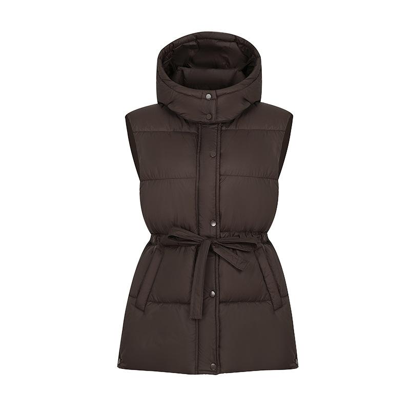 Cotton vest women's autumn and winter new down cotton vest waist thin hooded vest cotton vest versatile