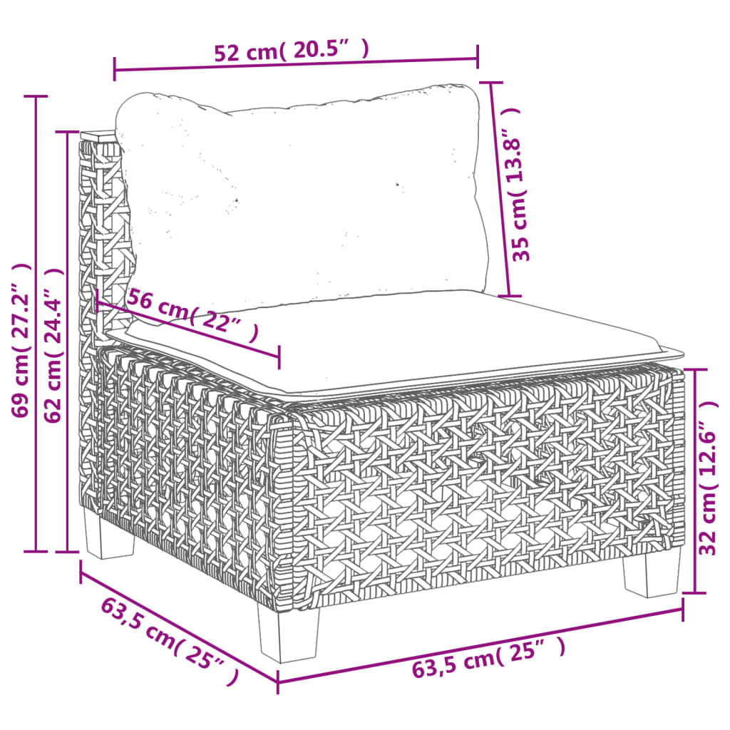 Vidaxl 5-Cz. Set da Salotto per Giardino, Cuscini, Rattan Nero PE