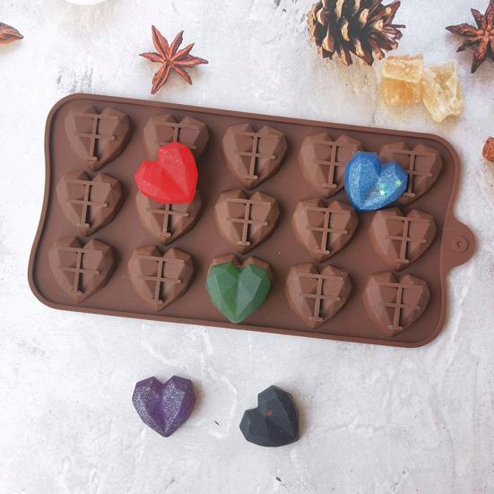 

Chocolate Mold Heart Shape DIY Silicone 15 Cavity Simple Operate Fondant Mold Baking Tool кофейный