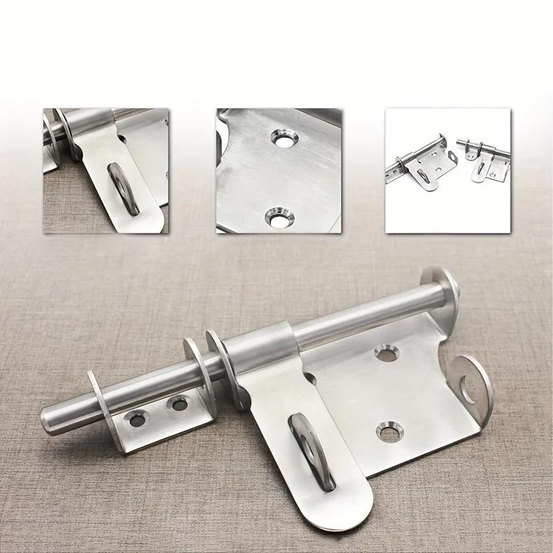 Stainless Steel Door Bolt Pet Cage Left and Right Two-way Door Lock Latch Warehouse Door Anti-theft Padlock Door Cow Lock Plate